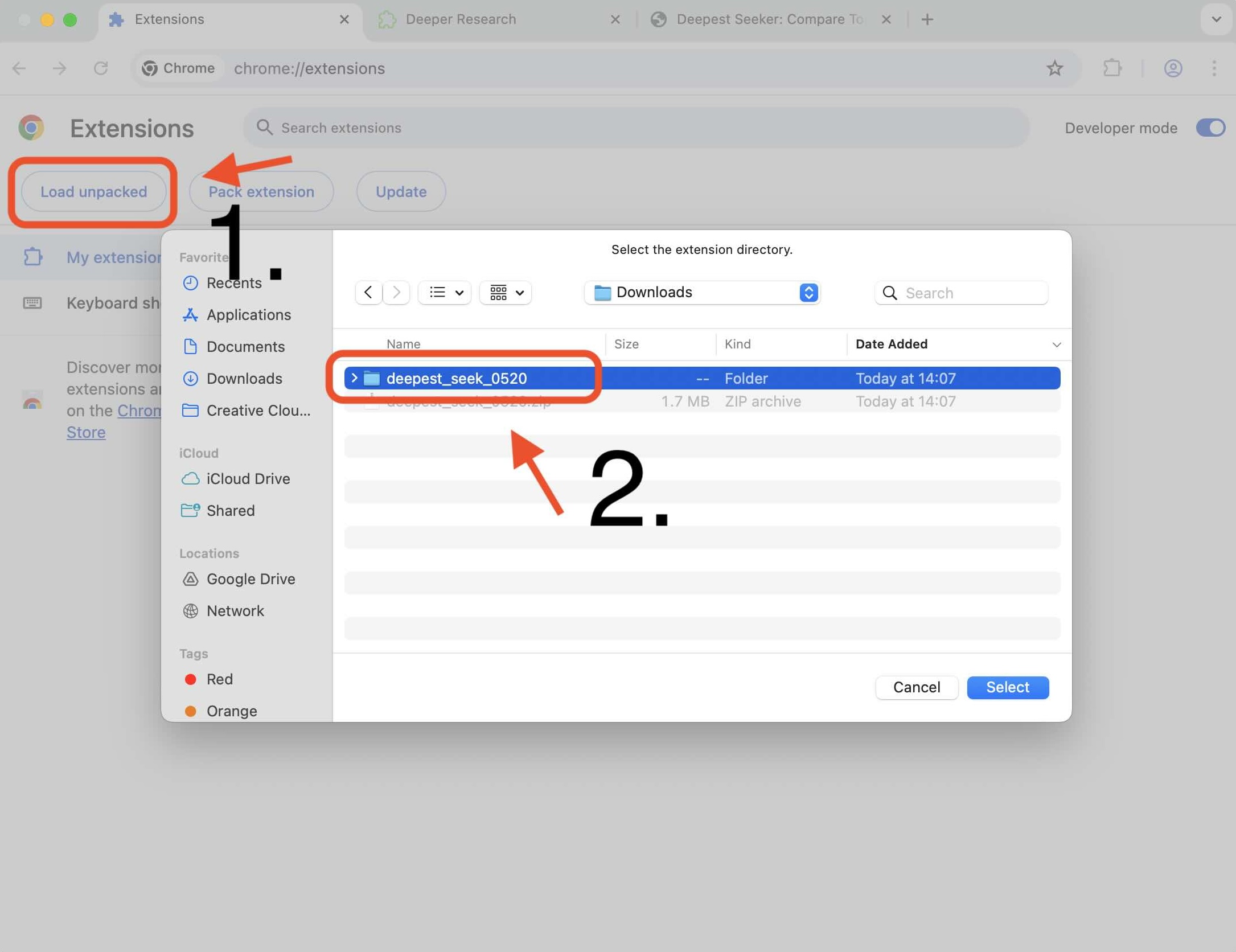 Chrome Load Unpacked Button